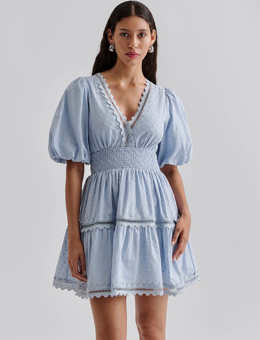 Malina - Elvira v-neck mini dress - confirmation - dusty blue - 3