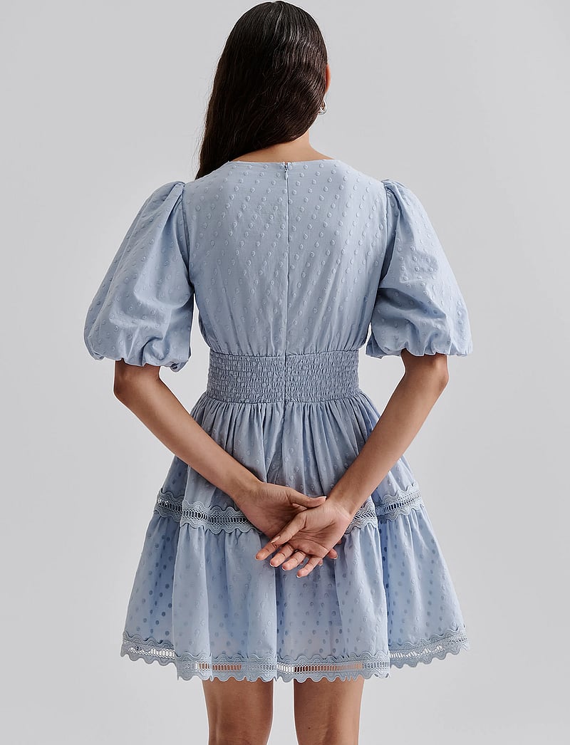 Malina - Elvira v-neck mini dress - konfirmation - dusty blue - 4