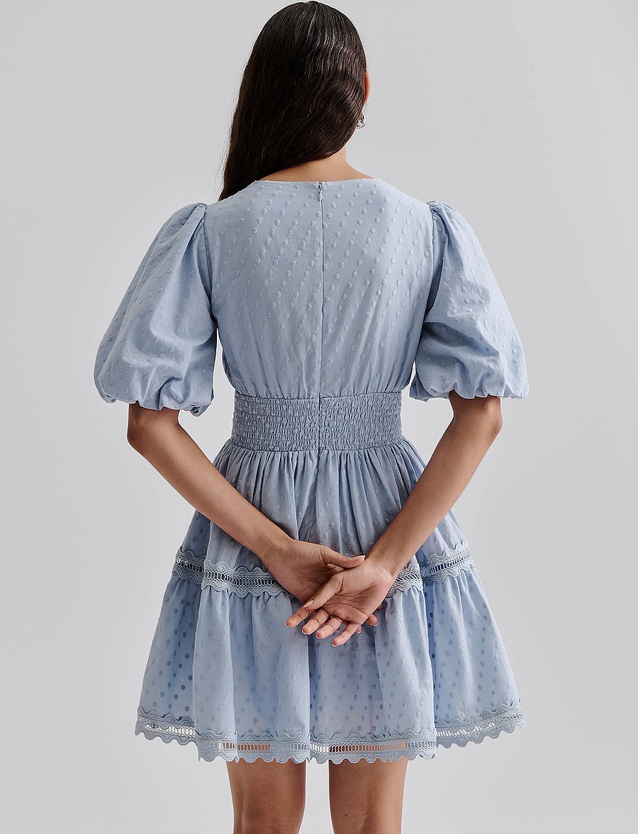 Malina - Elvira v-neck mini dress - confirmation - dusty blue - 4