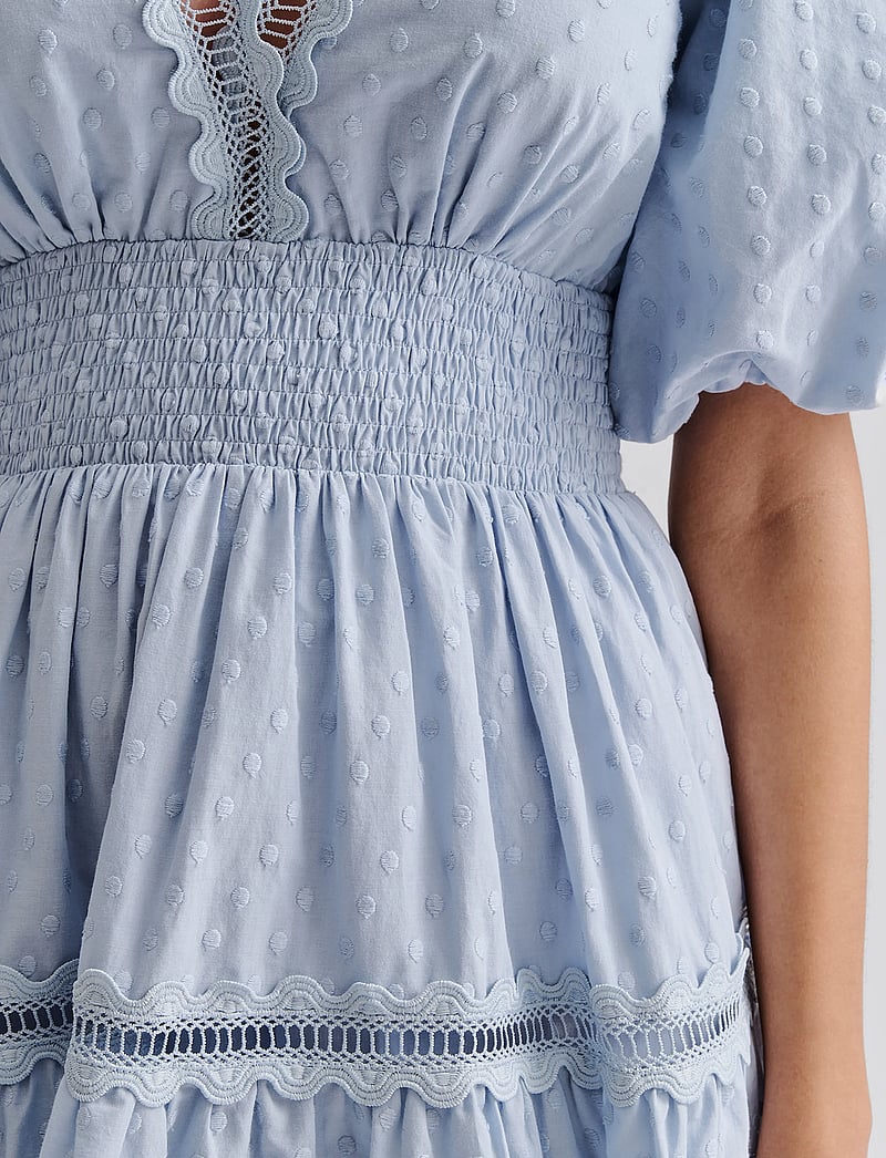 Malina - Elvira v-neck mini dress - konfirmation - dusty blue - 5