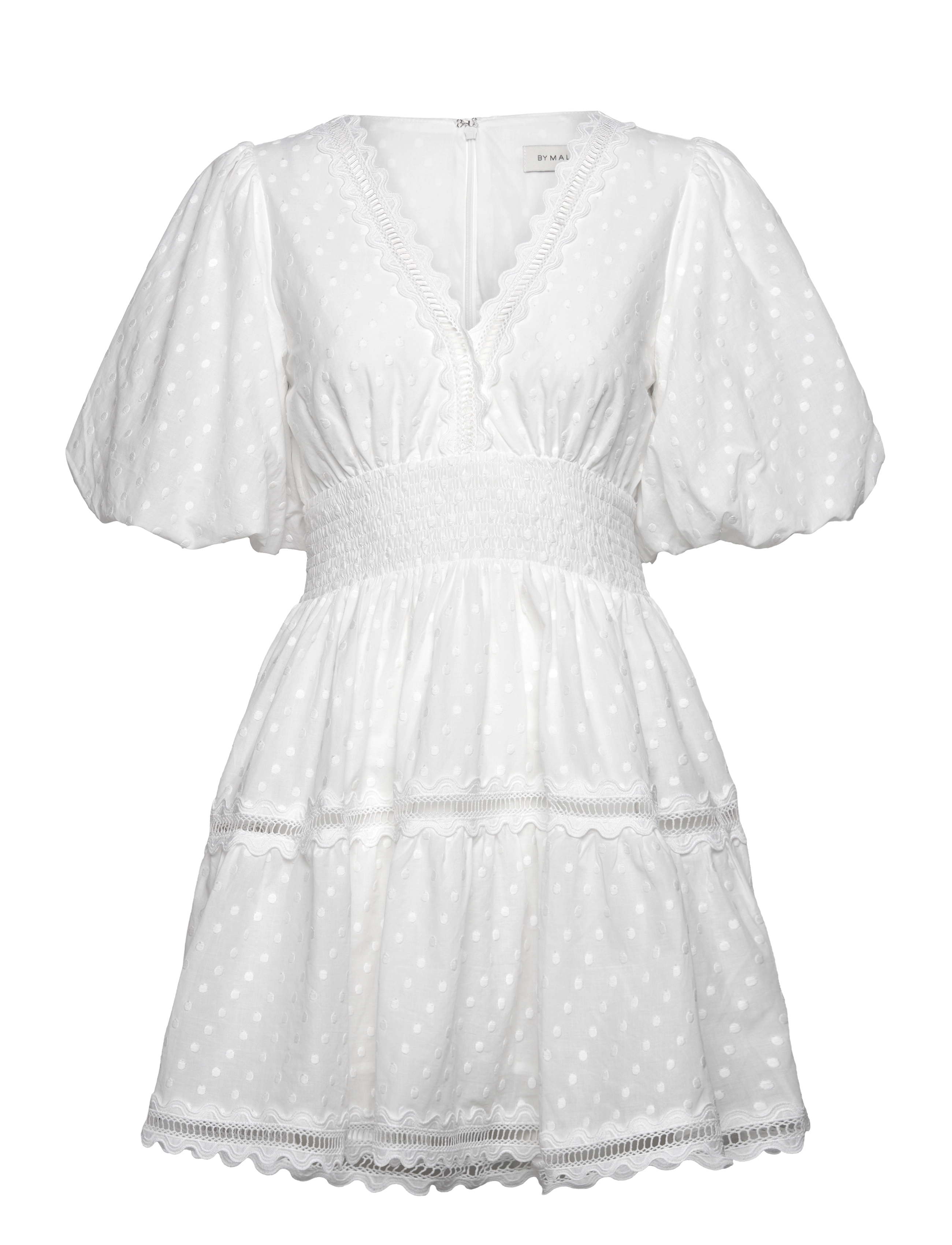 MALINA Elvira V-Ausschnitt Mini Kleid Weiß - M - Damen