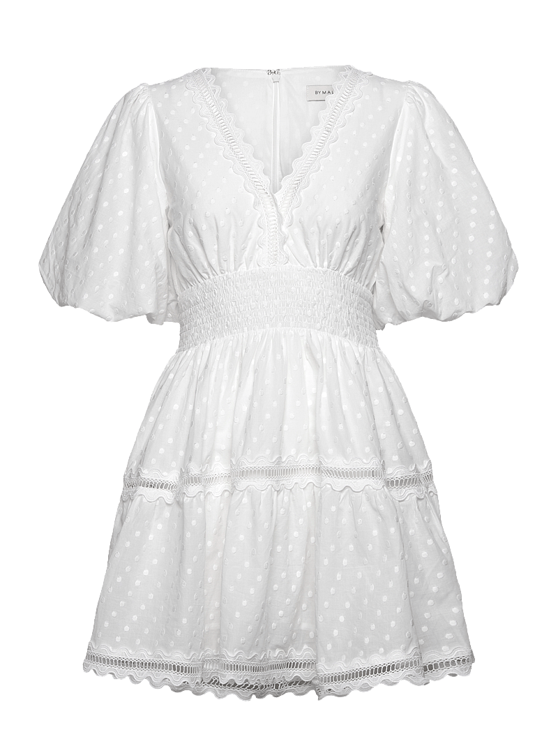 Malina - Elvira v-neck mini dress - konfirmation - white - 1