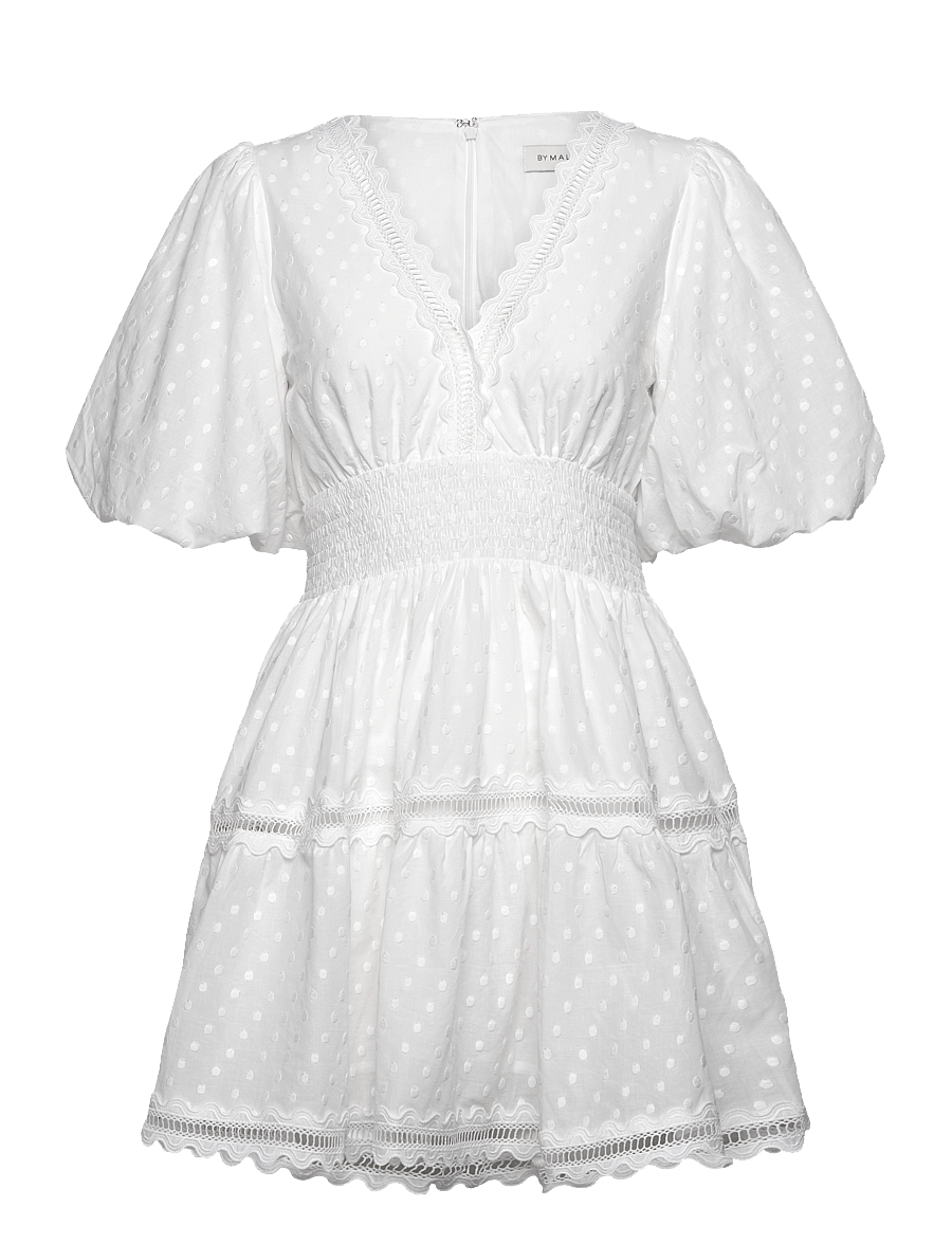 Malina - Elvira v-neck mini dress - krótkie sukienki - white - 1