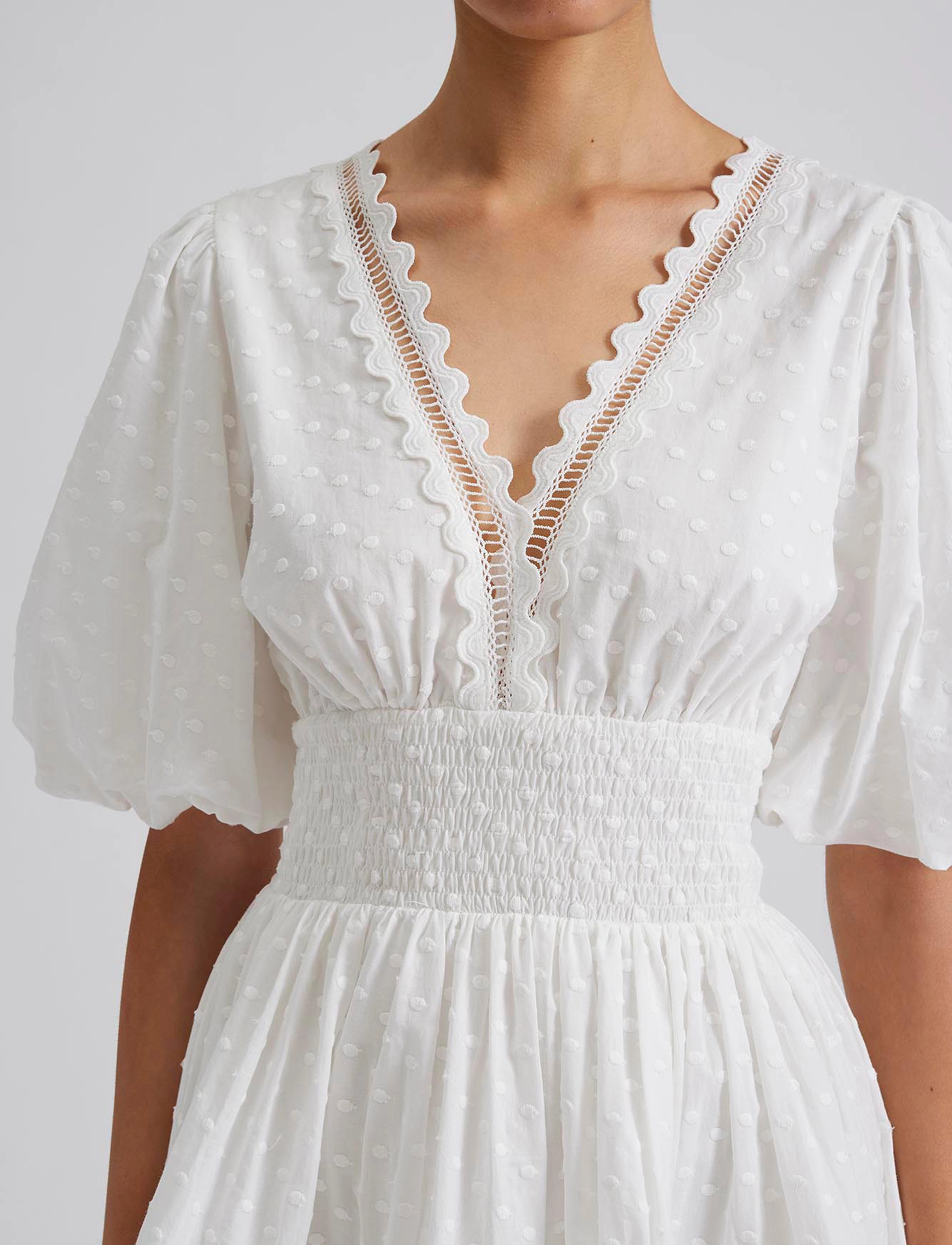 Malina - Elvira v-neck mini dress - krótkie sukienki - white - 5