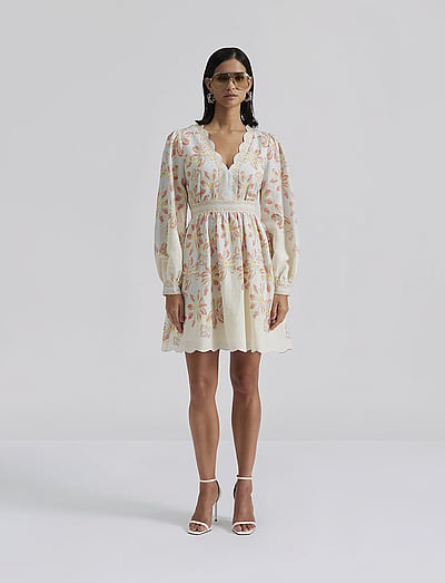Malina Eve scallop detail mini dress - Clothing - BLUE LILY / multi