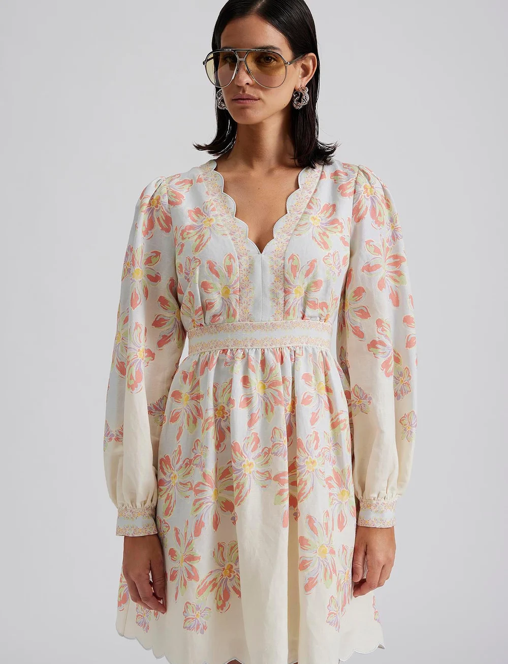 Malina - Eve scallop detail mini dress - minikleidid - blue lily - 4