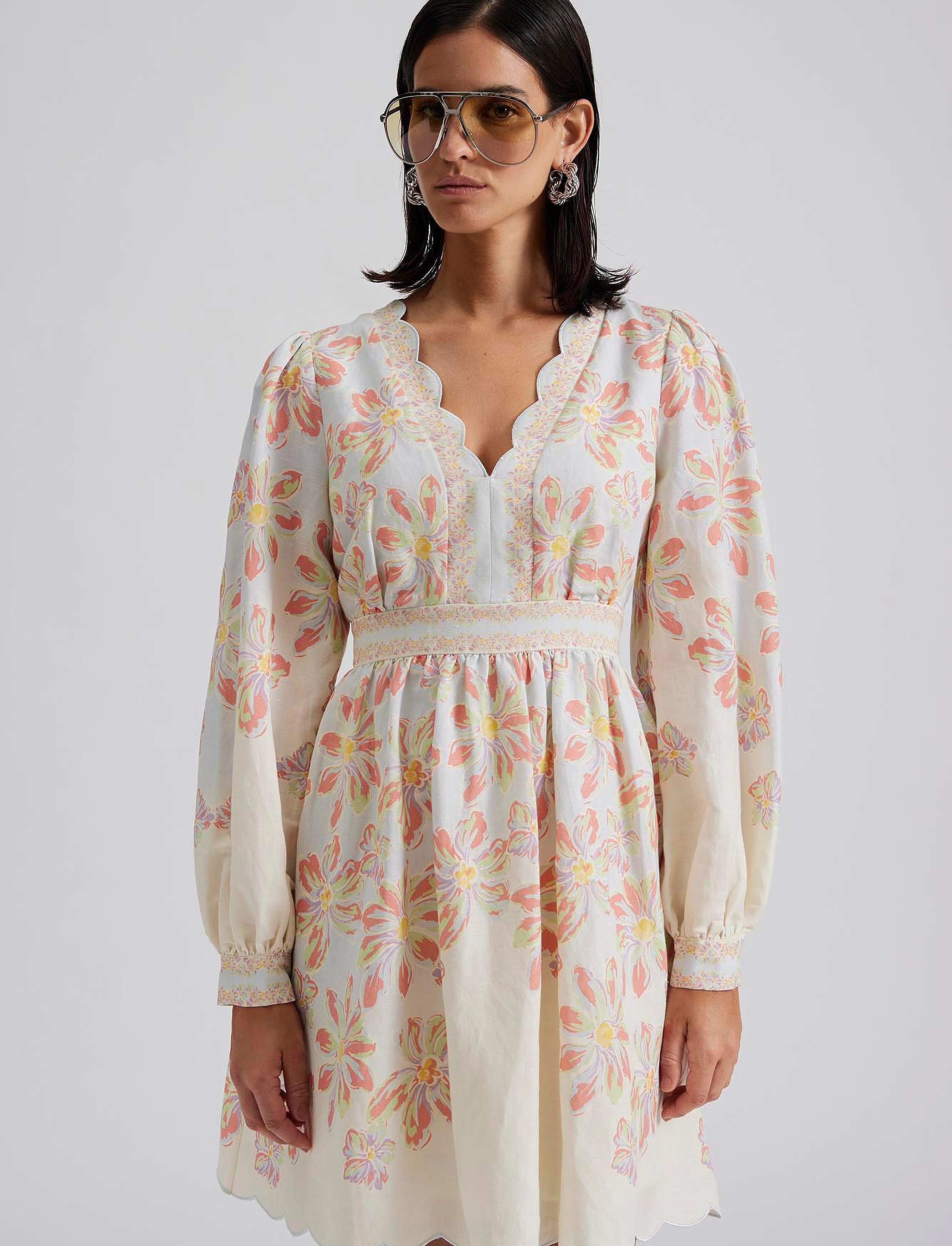 Malina - Eve scallop detail mini dress - besondere anlässe - blue lily - 4