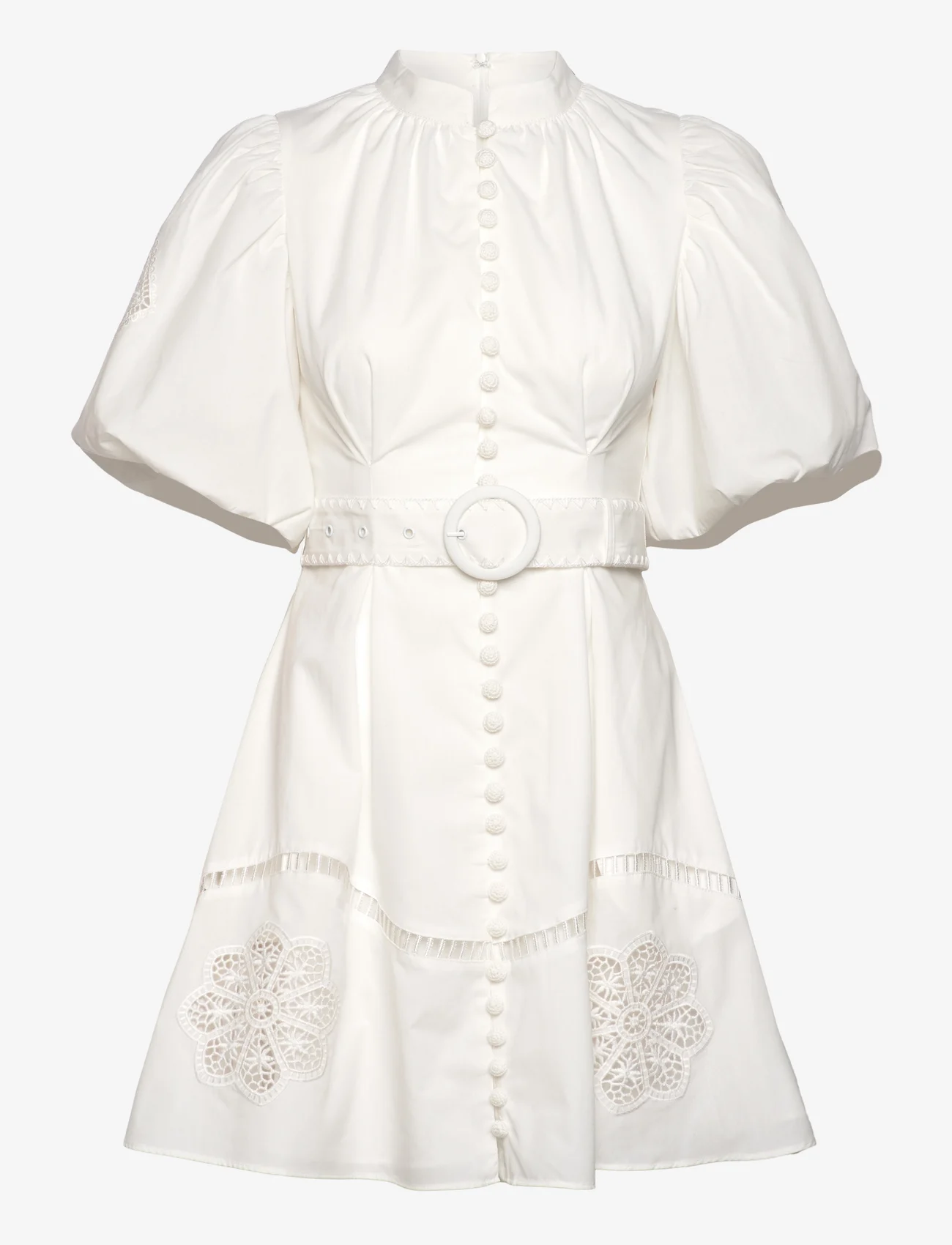 Malina - Allie pouf sleeve embroidered mini dress - sommerkjoler - white - 1