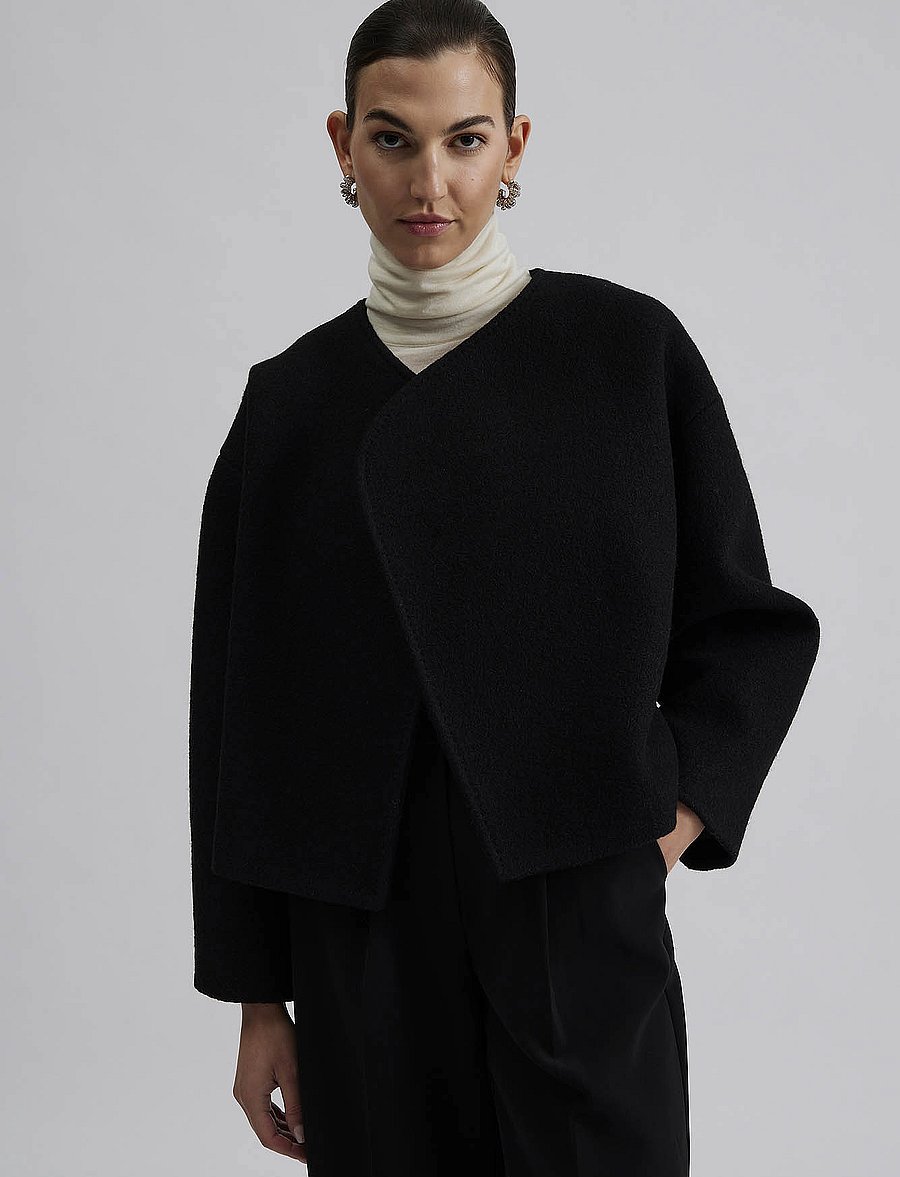 Malina - Elia Cropped wool blend jacket - wool jackets - black - 0