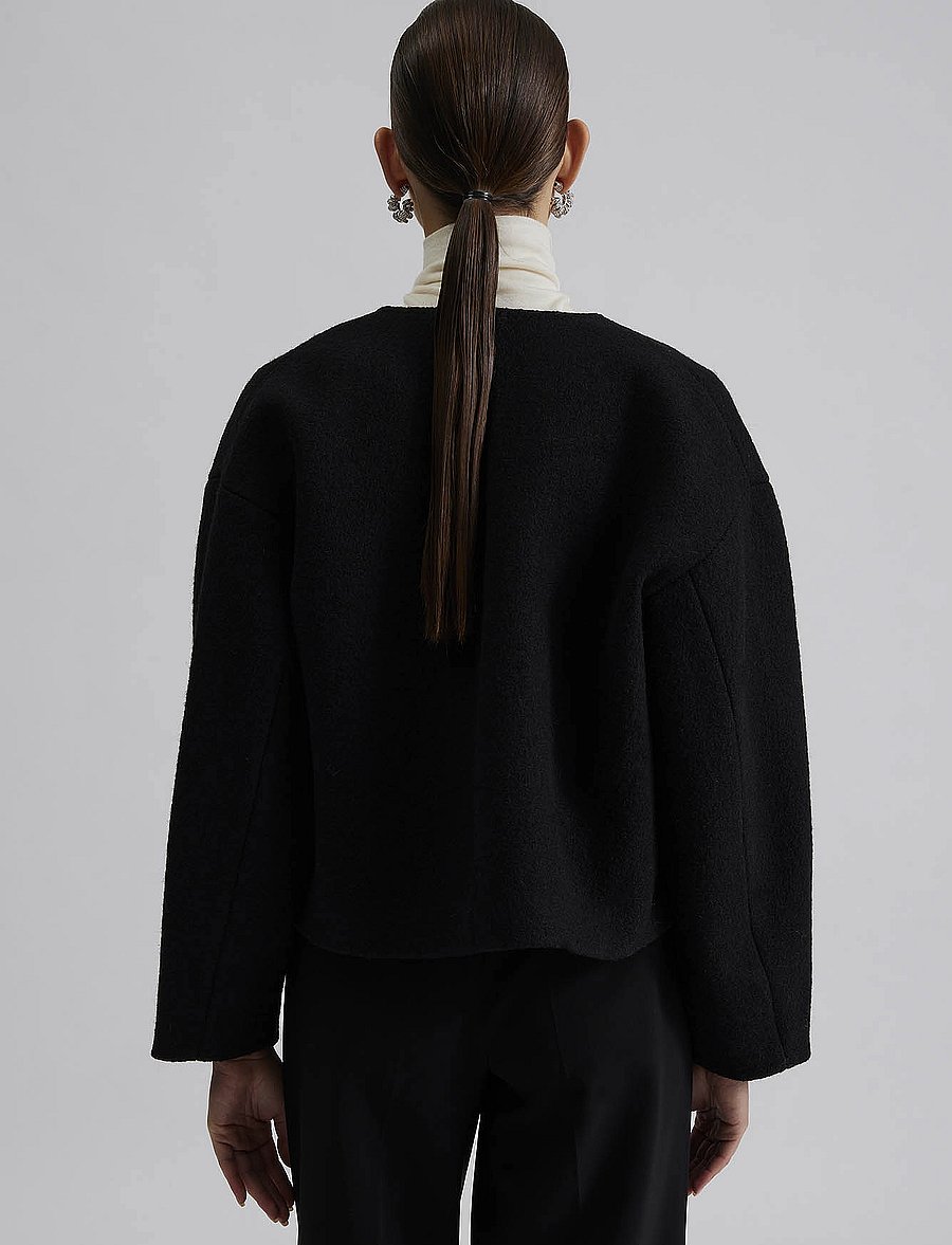 Malina - Elia Cropped wool blend jacket - wool jackets - black - 3