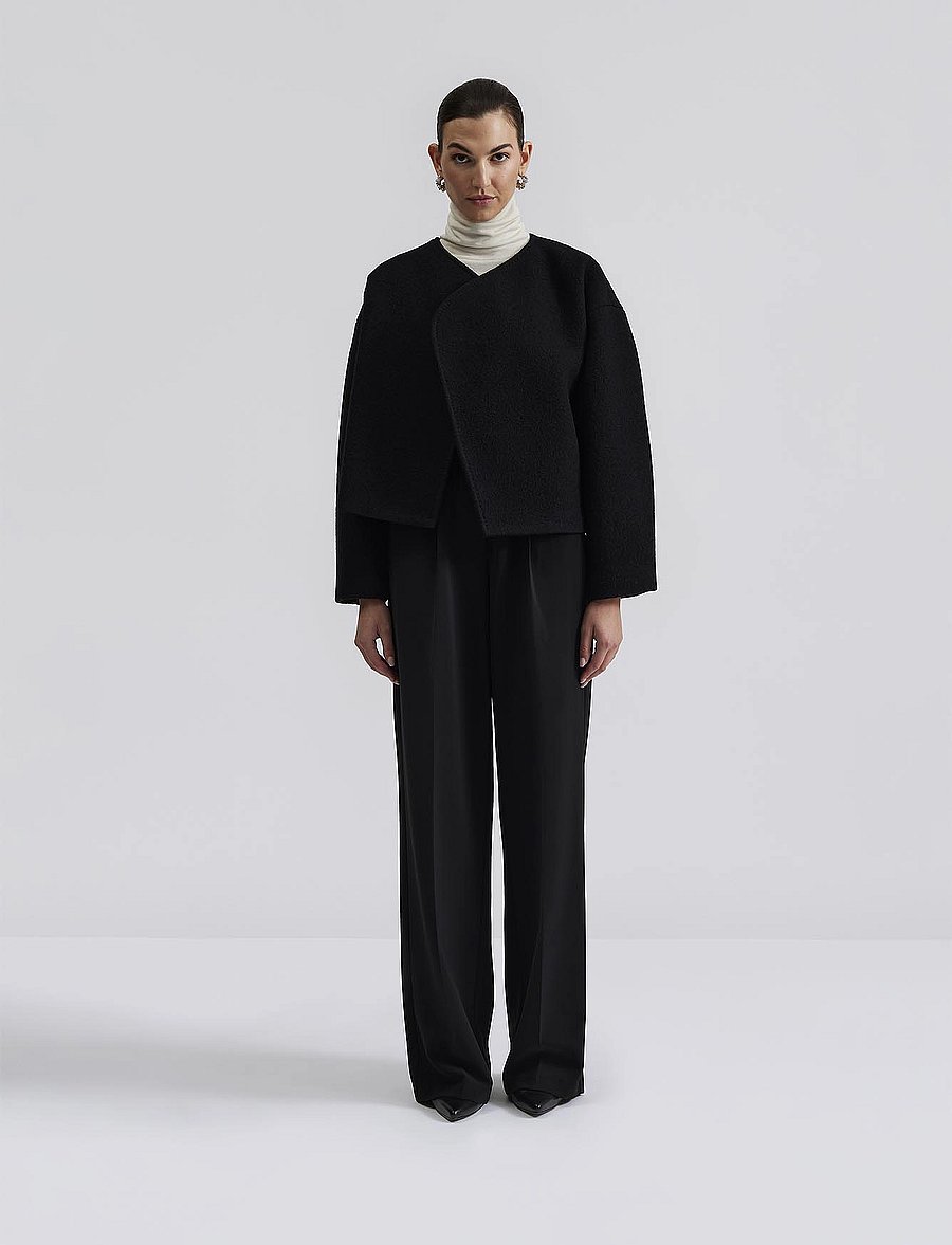Malina - Elia Cropped wool blend jacket - wool jackets - black - 5