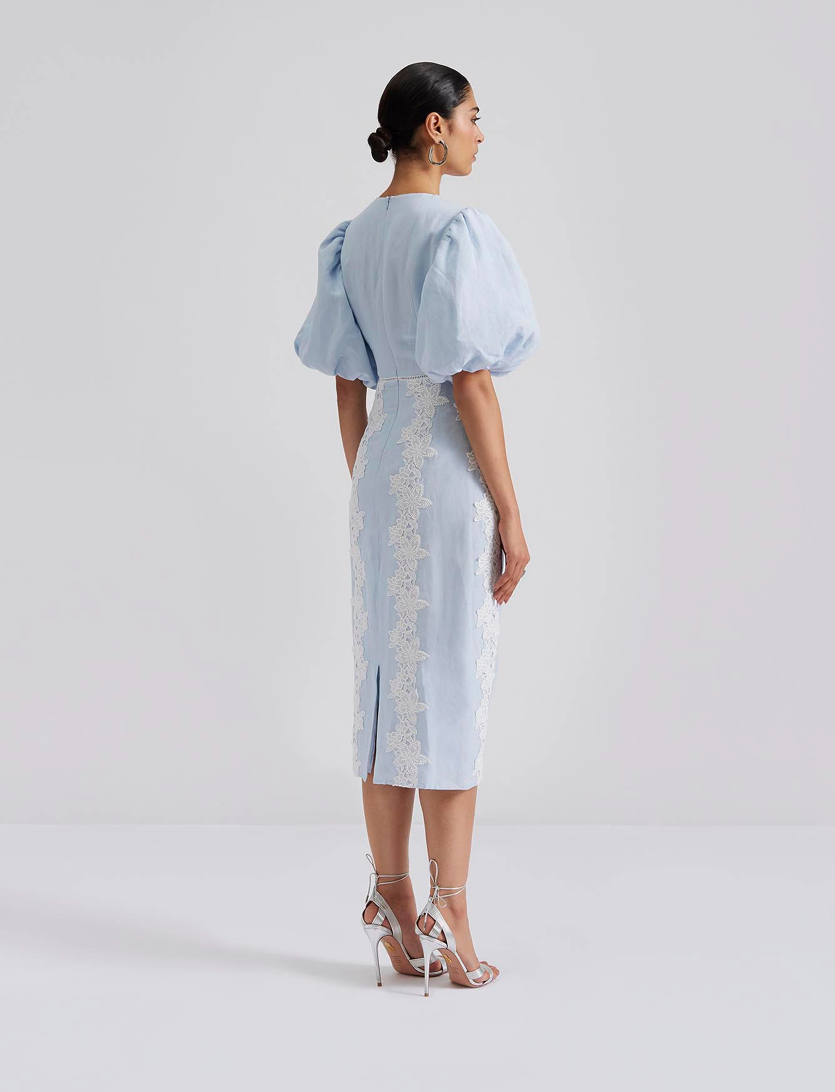 Malina - Rudy embroidered linen midi dress - light blue - 5