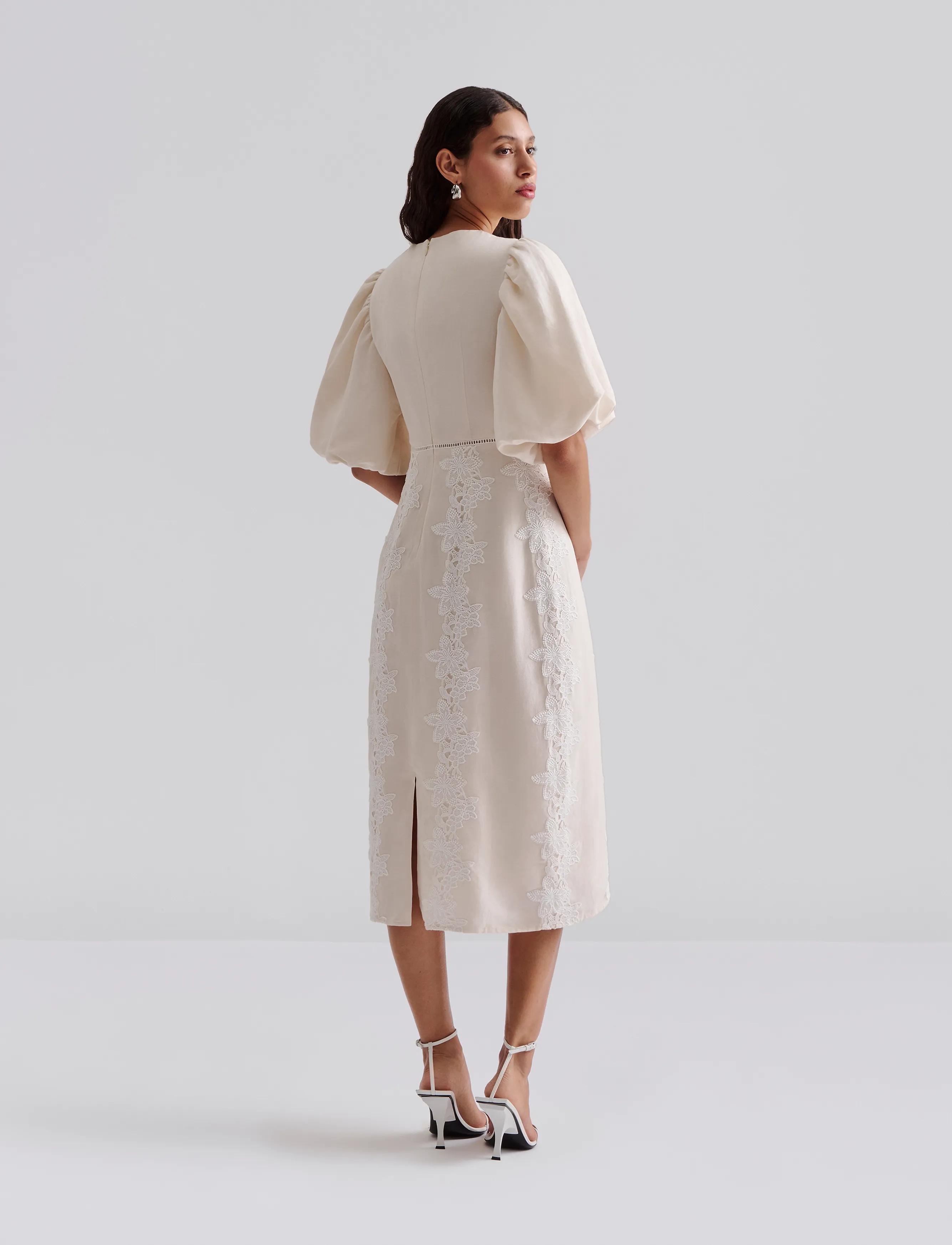 Malina - Rudy embroidered linen midi dress - midikleider - vanilla - 3