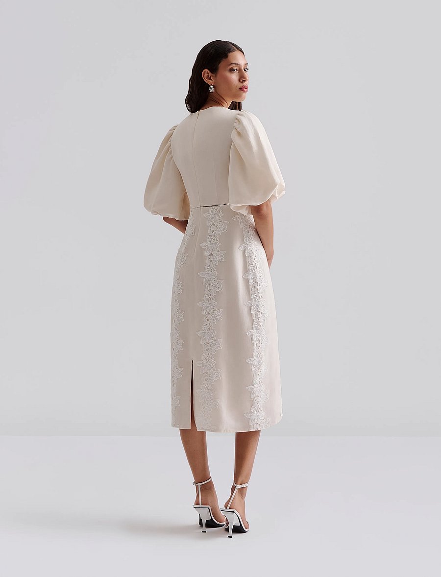 Malina - Rudy embroidered linen midi dress - midikleider - vanilla - 3