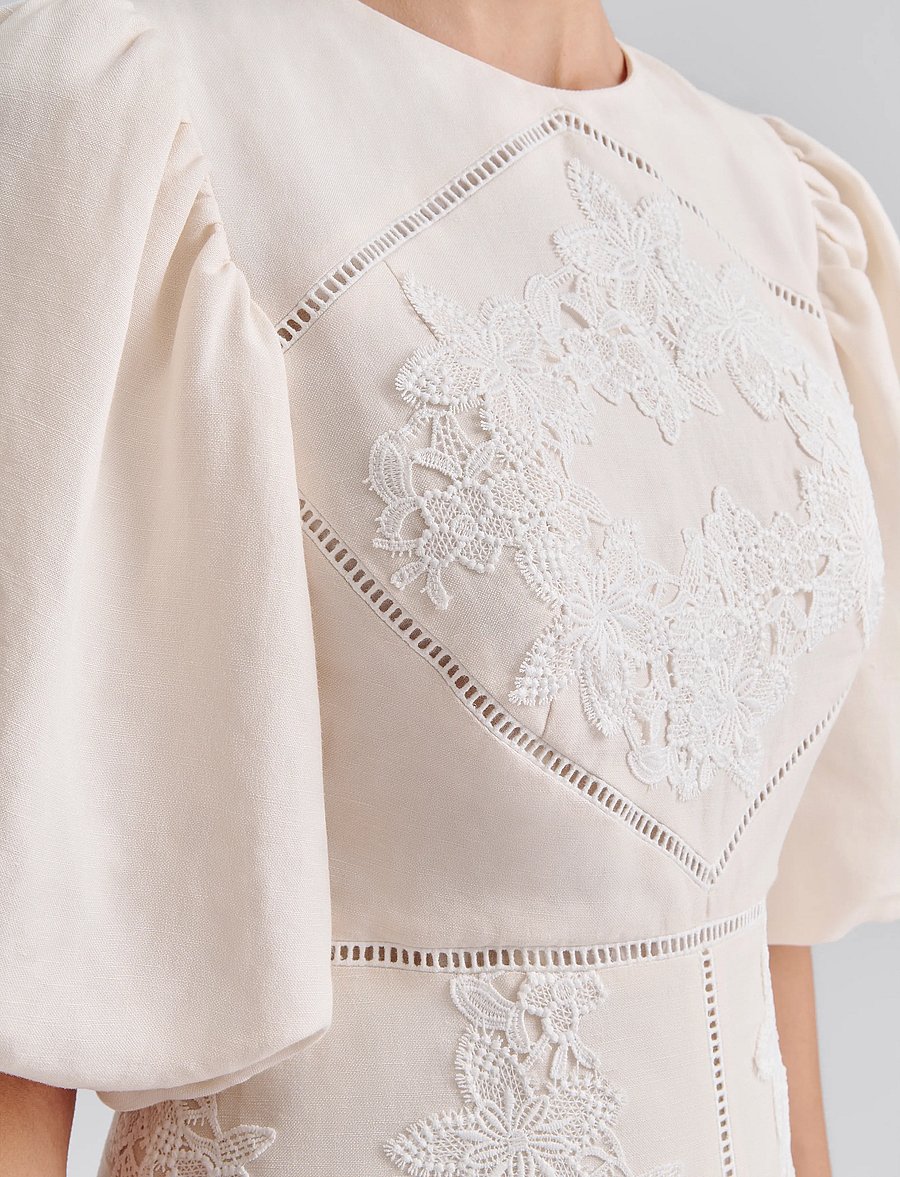 Malina - Rudy embroidered linen midi dress - midikleider - vanilla - 4