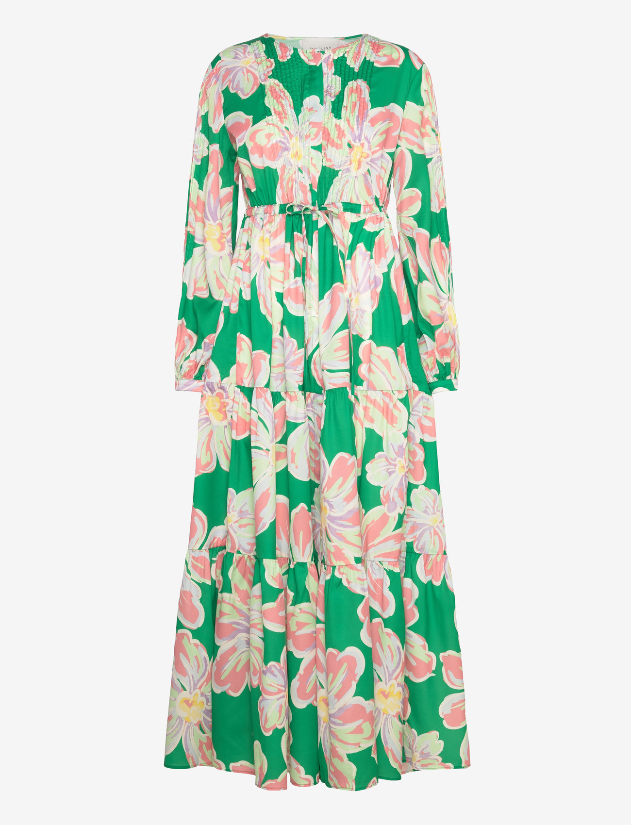 Malina - Casey long sleeve maxi dress - maxi dresses - green lily - 0
