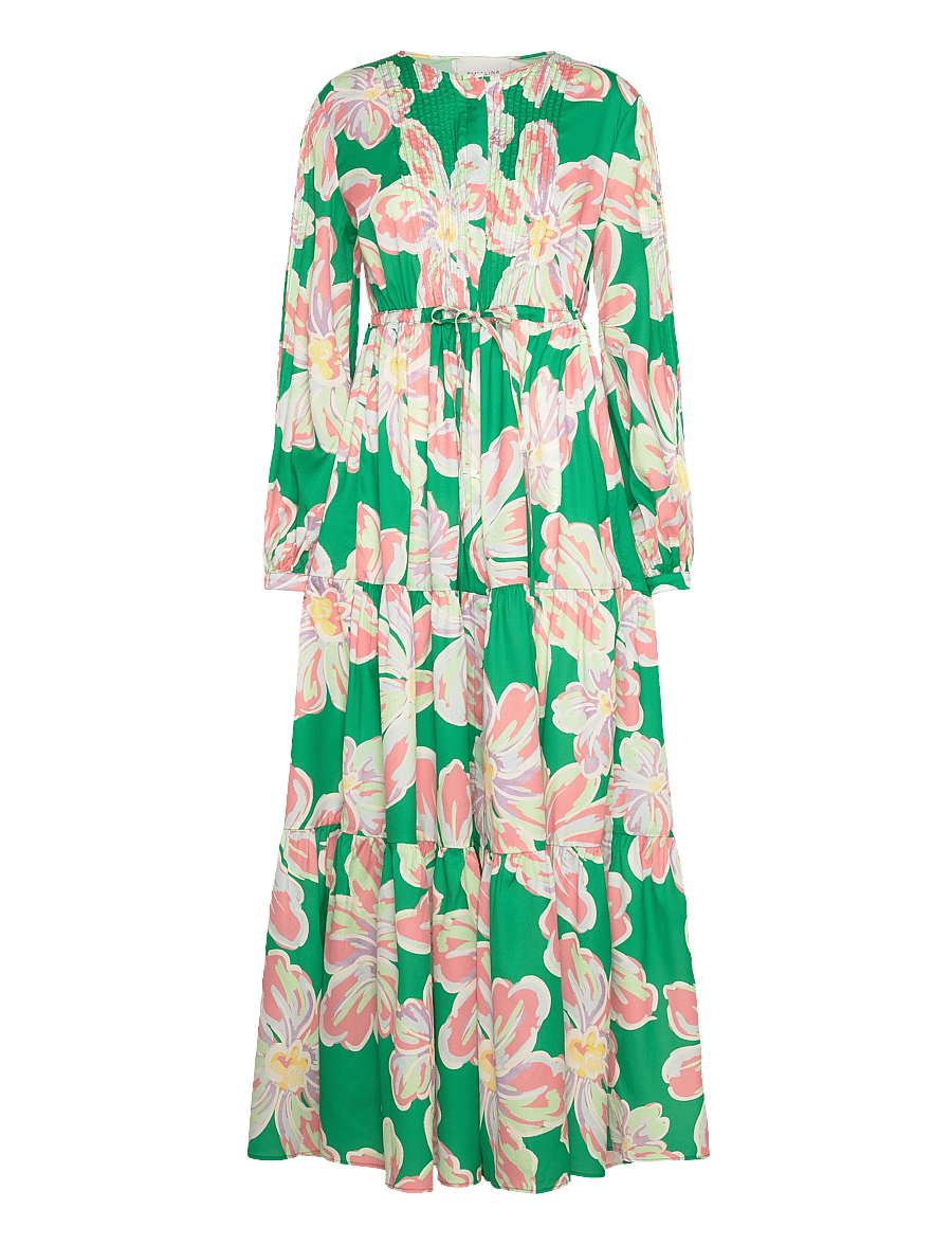 Malina - Casey long sleeve maxi dress - speciella tillfällen - green lily - 0
