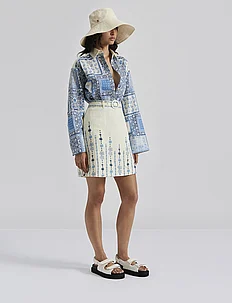 Summer belted linen blend mini skirt, By Malina