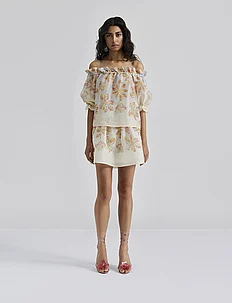 Nina silk blend wide mini skirt, By Malina