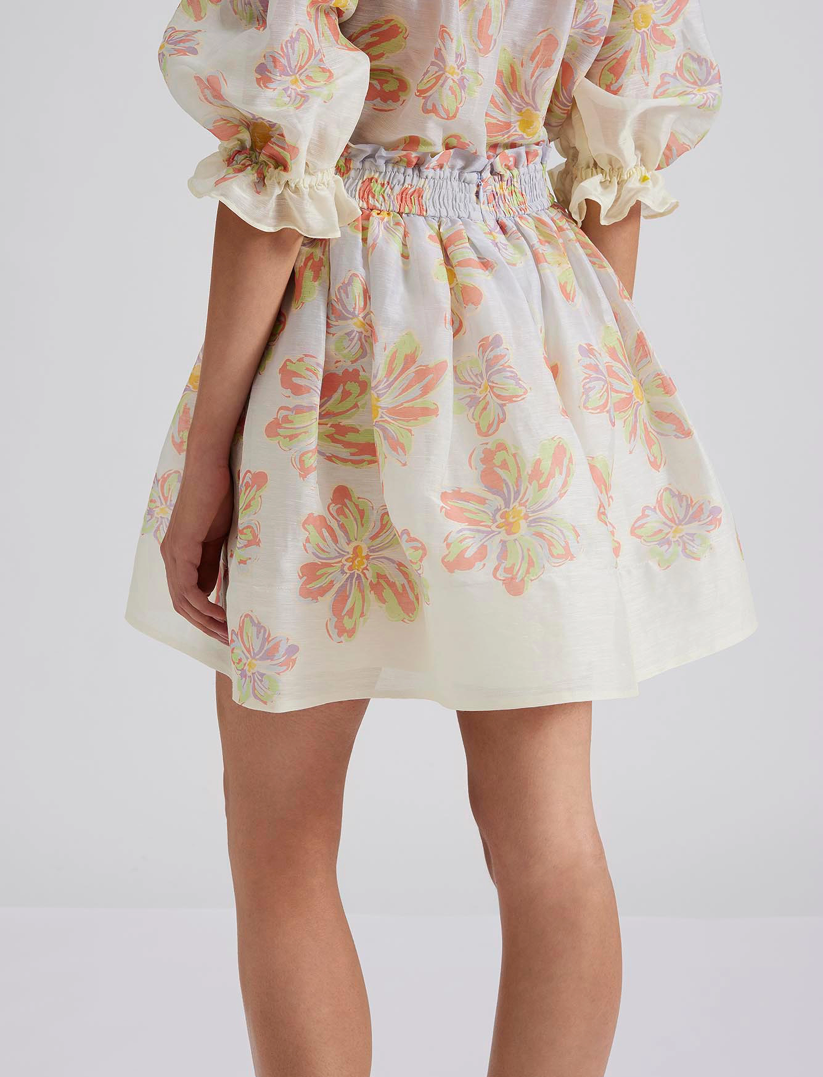 Malina - Nina silk blend wide mini skirt - miniseelikud - blue lily - 3