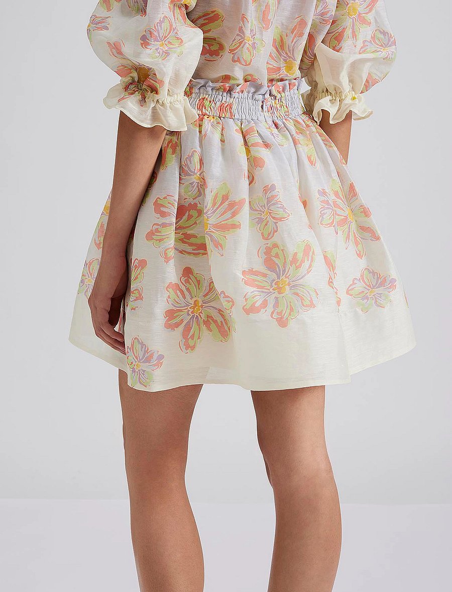 Malina - Nina silk blend wide mini skirt - short skirts - blue lily - 3