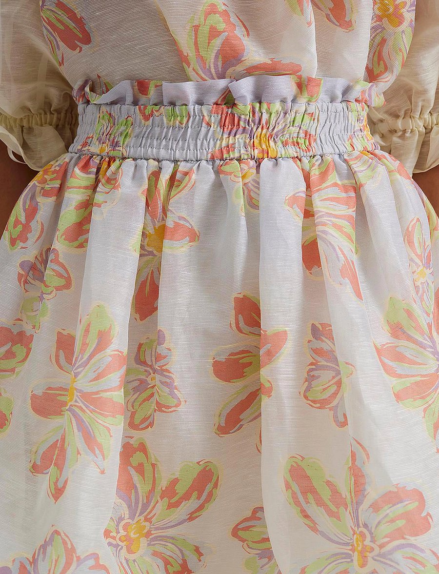 Malina - Nina silk blend wide mini skirt - short skirts - blue lily - 5