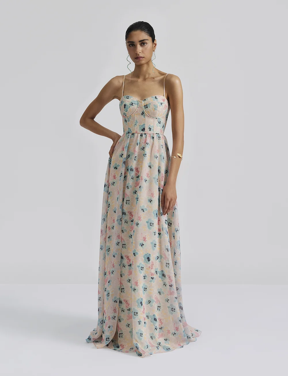 Malina - Leonor organza maxi dress - robes de soirée - florals - 0