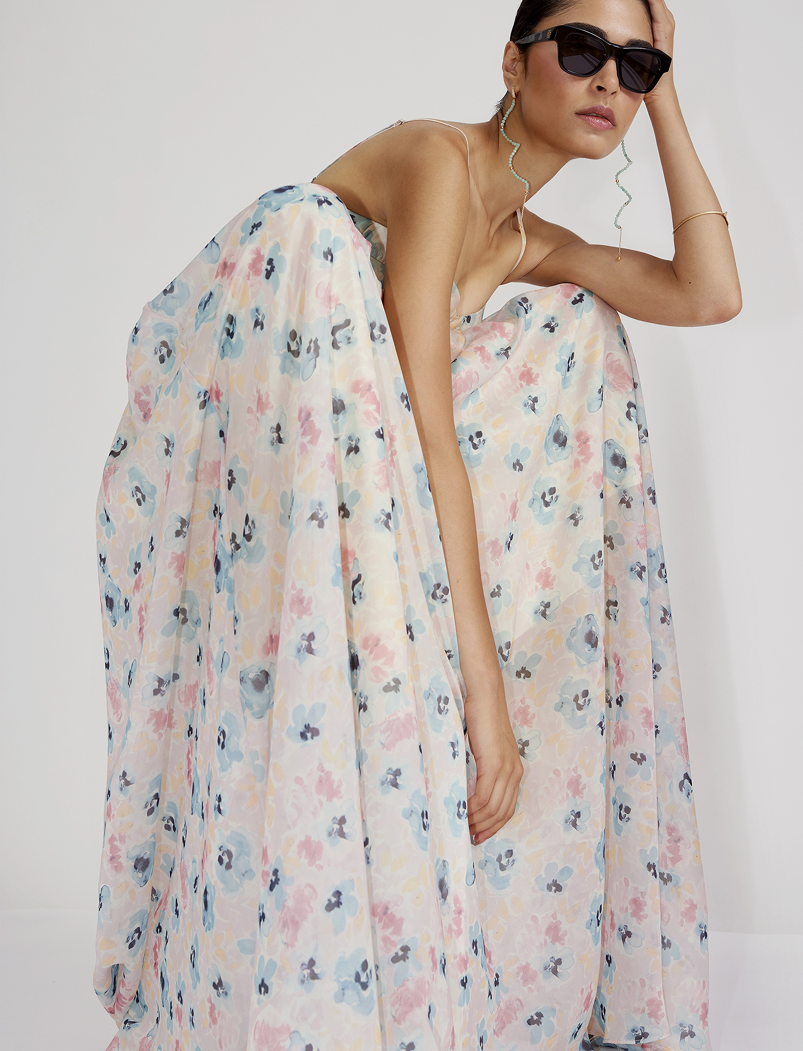 Malina - Leonor organza maxi dress - florals - 5