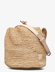 Eleni rounded straw bag, Malina