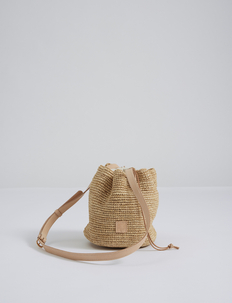 Eleni rounded straw bag, Malina