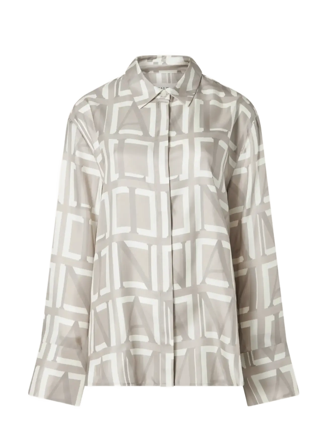 Malina Felicity Silk Shirt - Modetrends - MONOGRAM TAUPE / grey