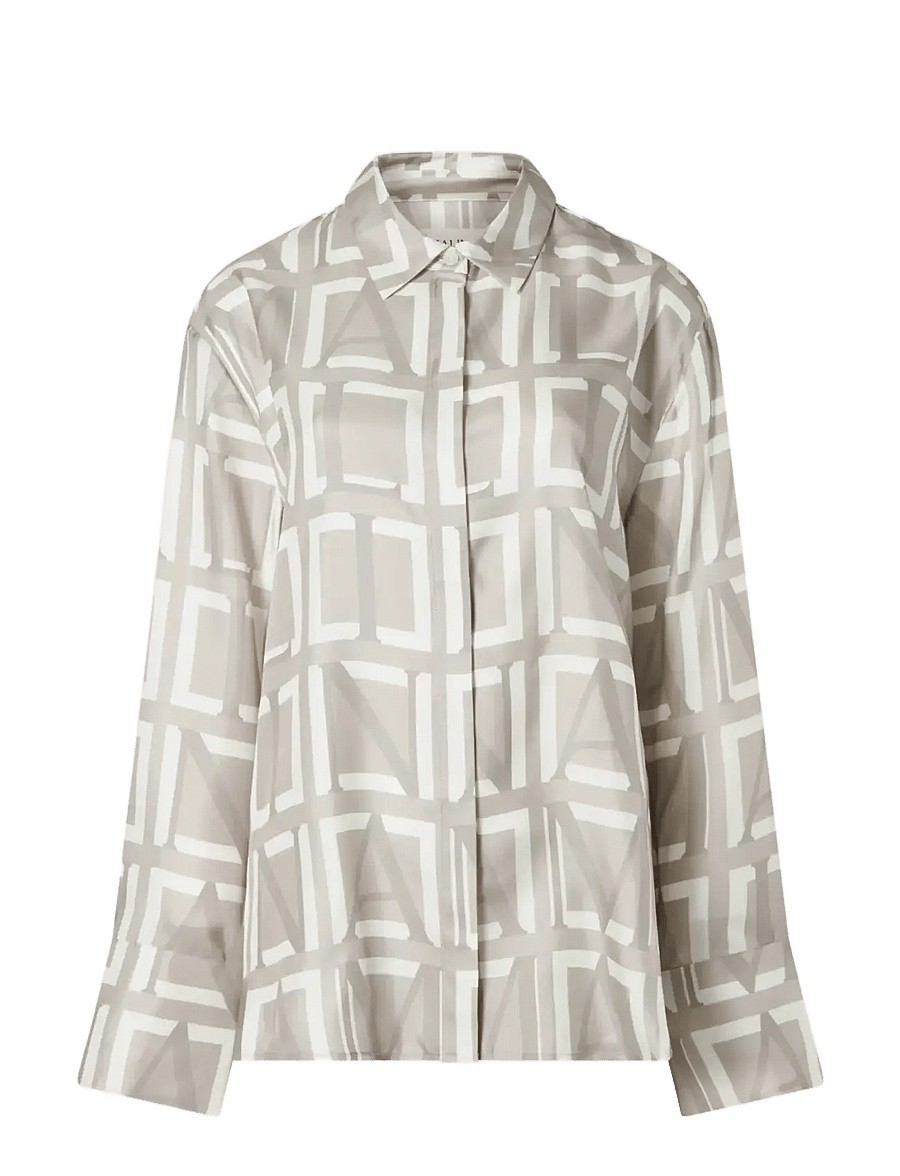 Malina - Felicity Silk Shirt - jeansblouses - monogram taupe - 1