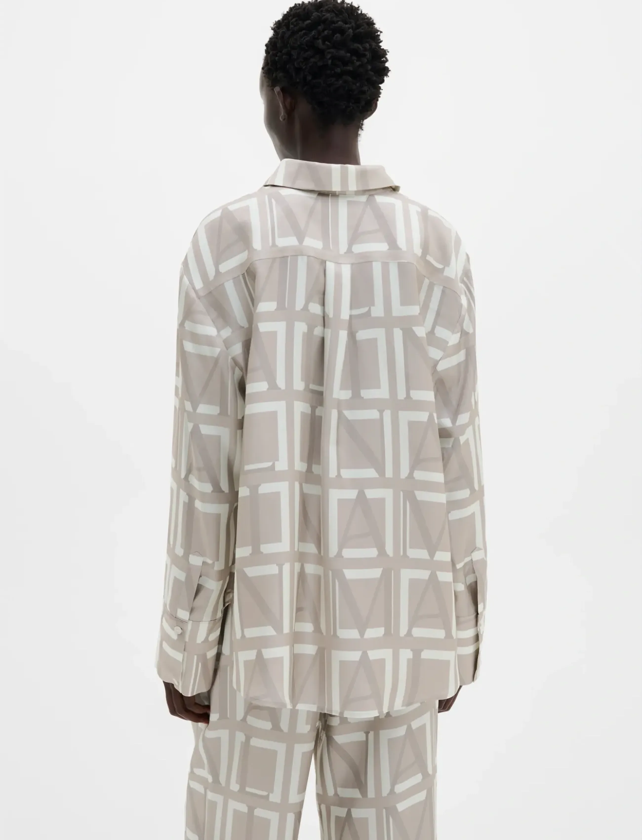 Malina - Felicity Silk Shirt - jeansowe koszule - monogram taupe - 2