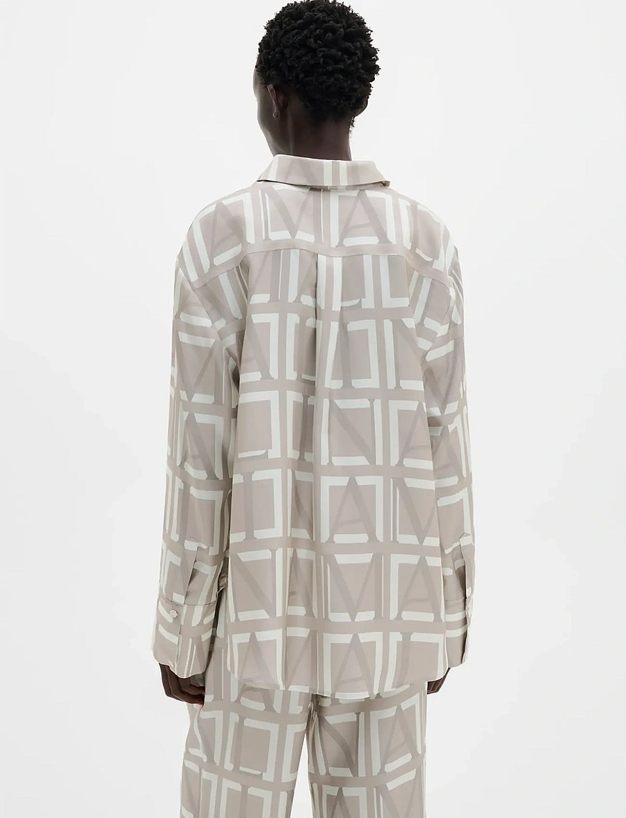 Malina - Felicity Silk Shirt - jeansblouses - monogram taupe - 2