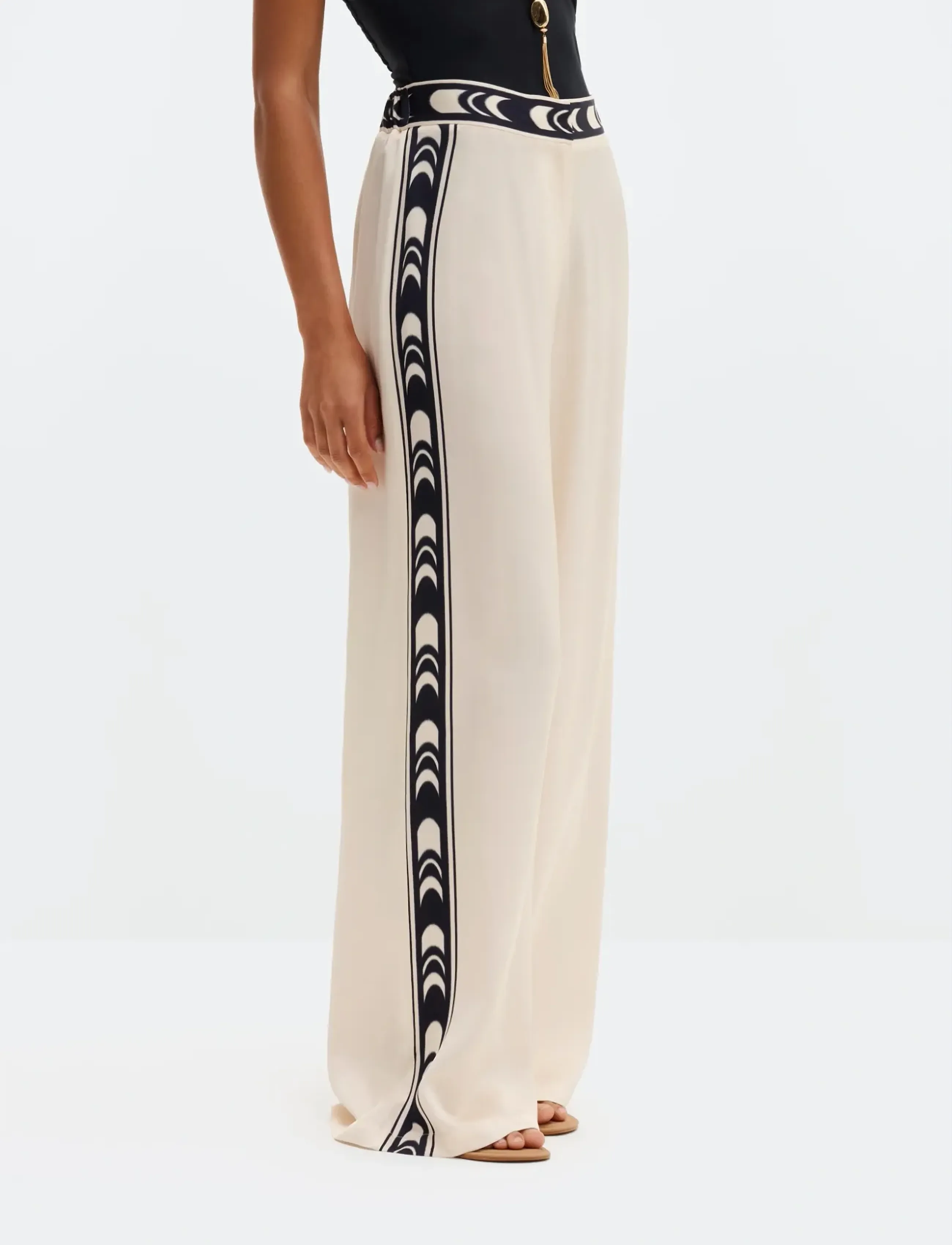Malina Bella Satin Look Palazzo Pants, XS, Cream, Bukser > Brede Ben, Dame