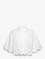 Bibi short sleeve embroidered blouse - WHITE
