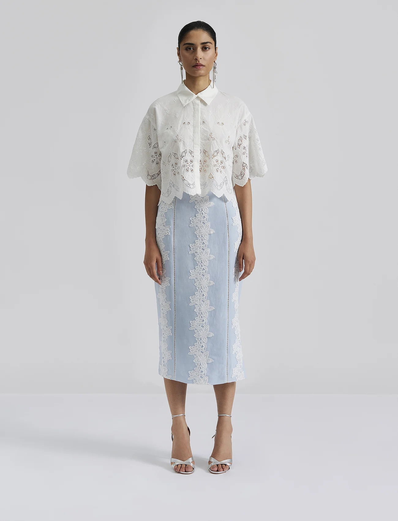 Malina - Bibi short sleeve embroidered blouse - blouses met korte mouwen - white - 0