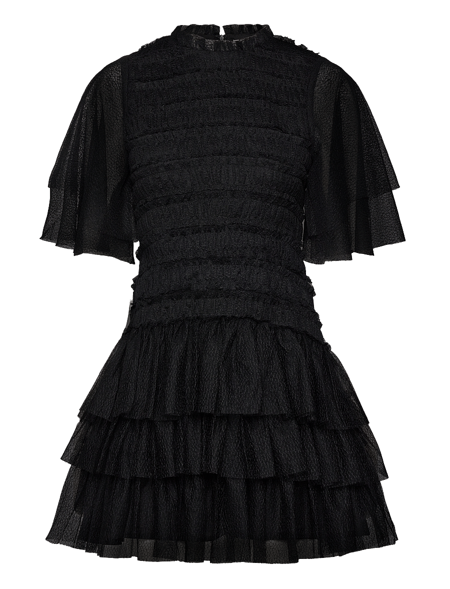 Malina - Minnie short sleeve lace mini dress - black - 1