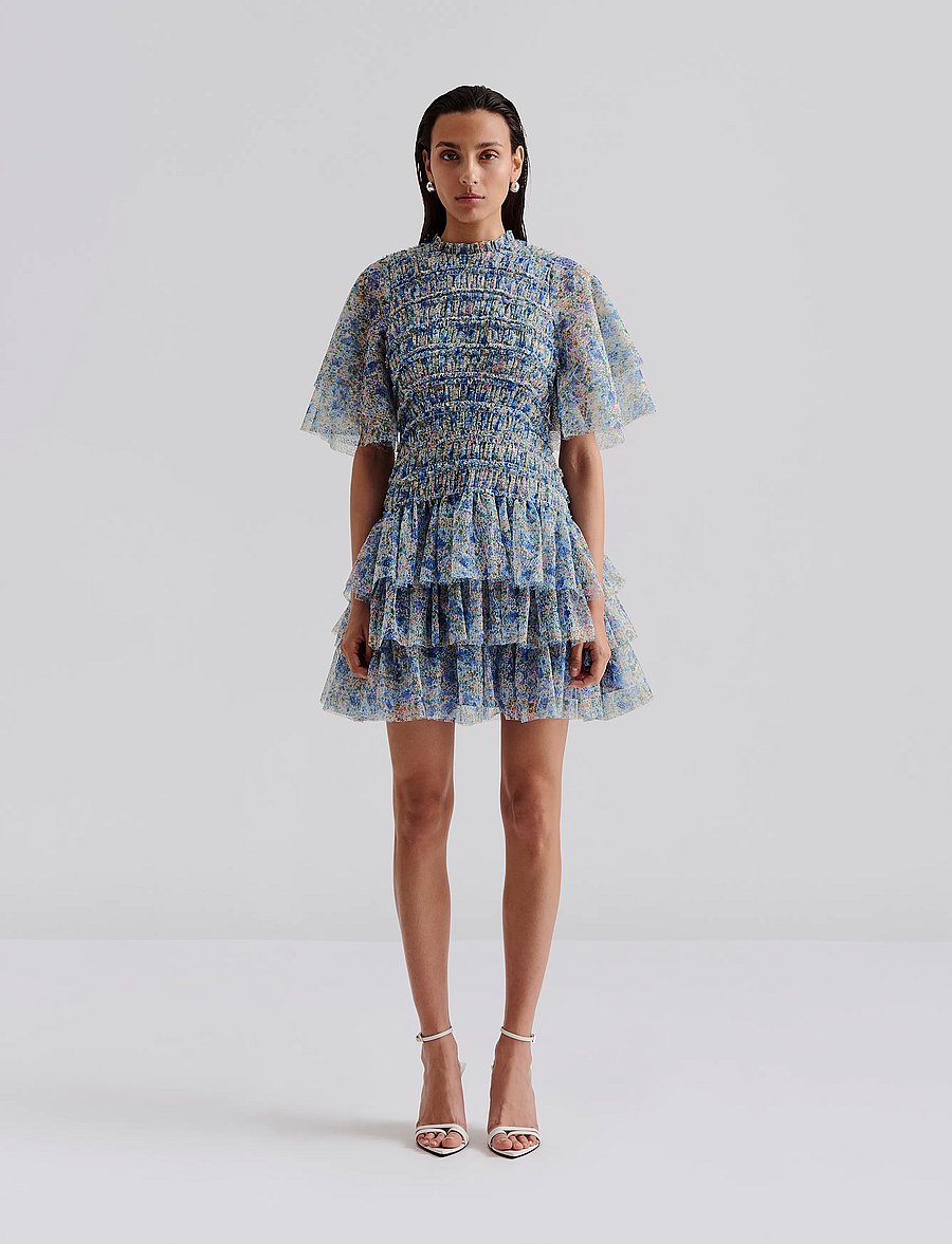 Malina - Minnie short sleeve lace mini dress - sommerkjoler - ditsy - 0