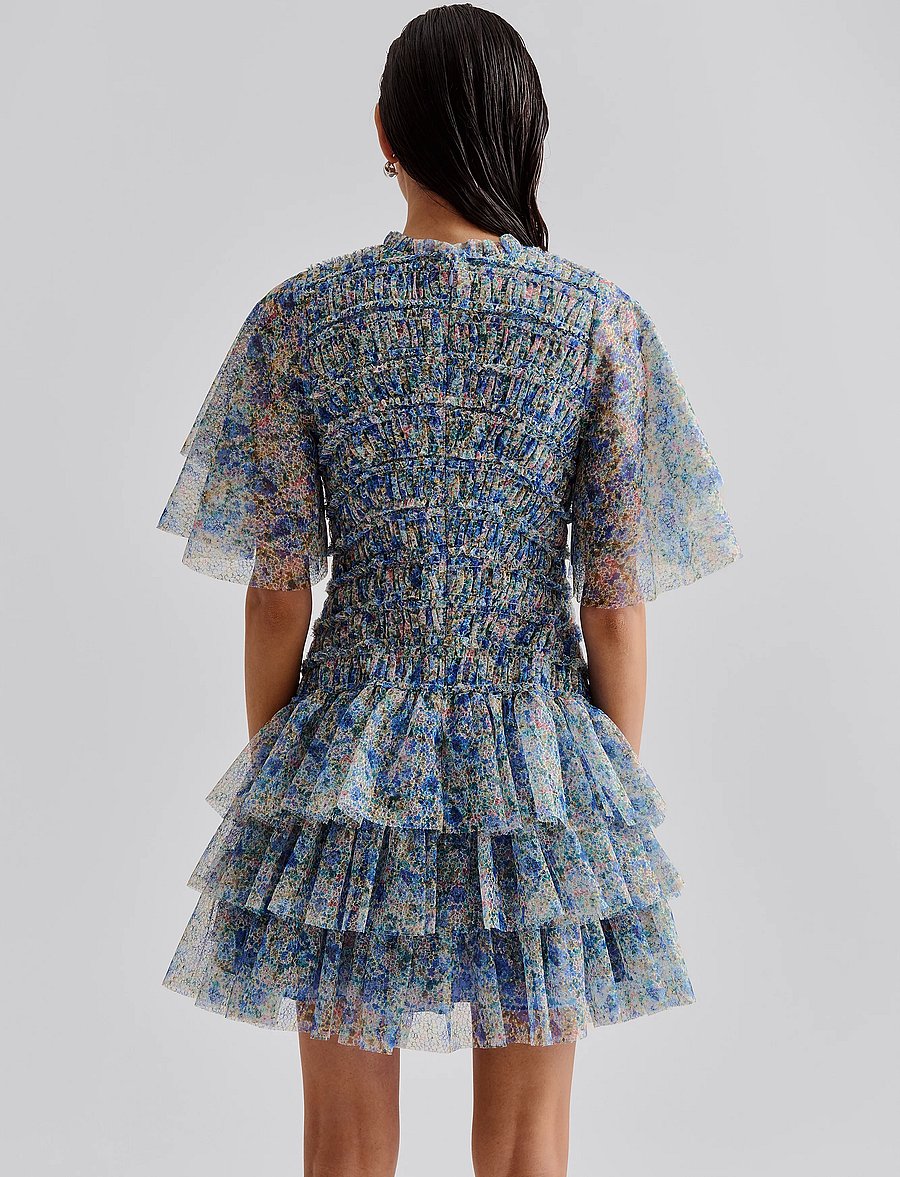 Malina - Minnie short sleeve lace mini dress - sommerkjoler - ditsy - 3