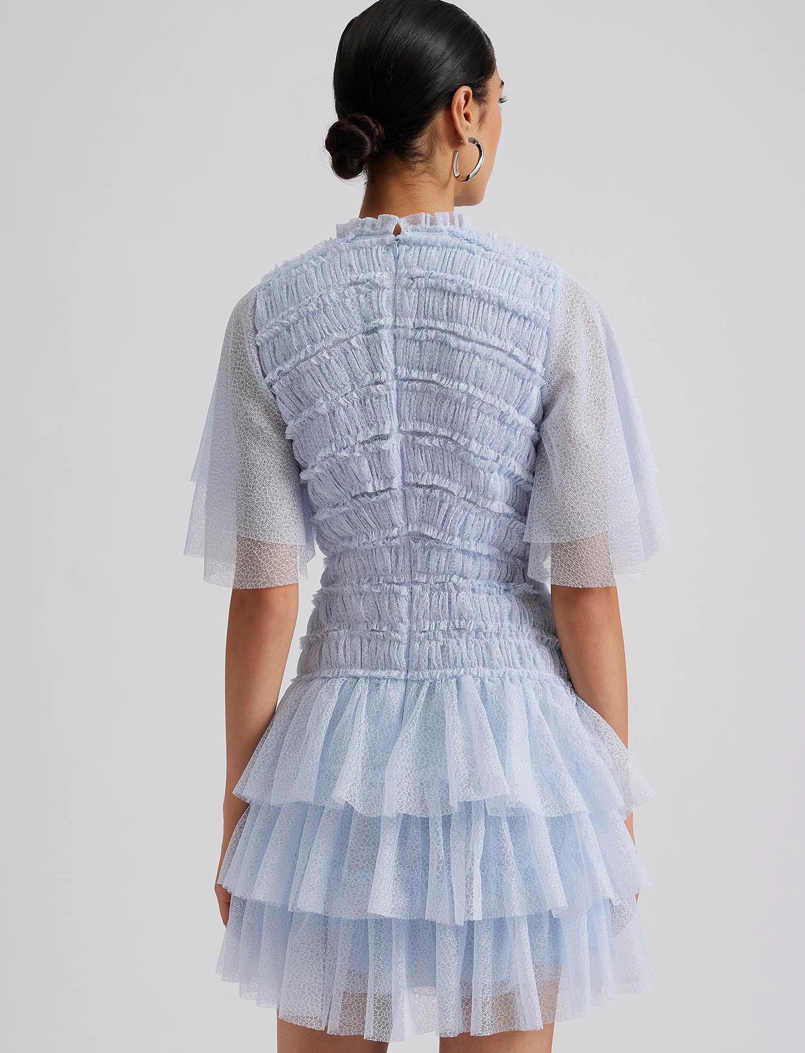 Malina - Minnie short sleeve lace mini dress - light blue - 3
