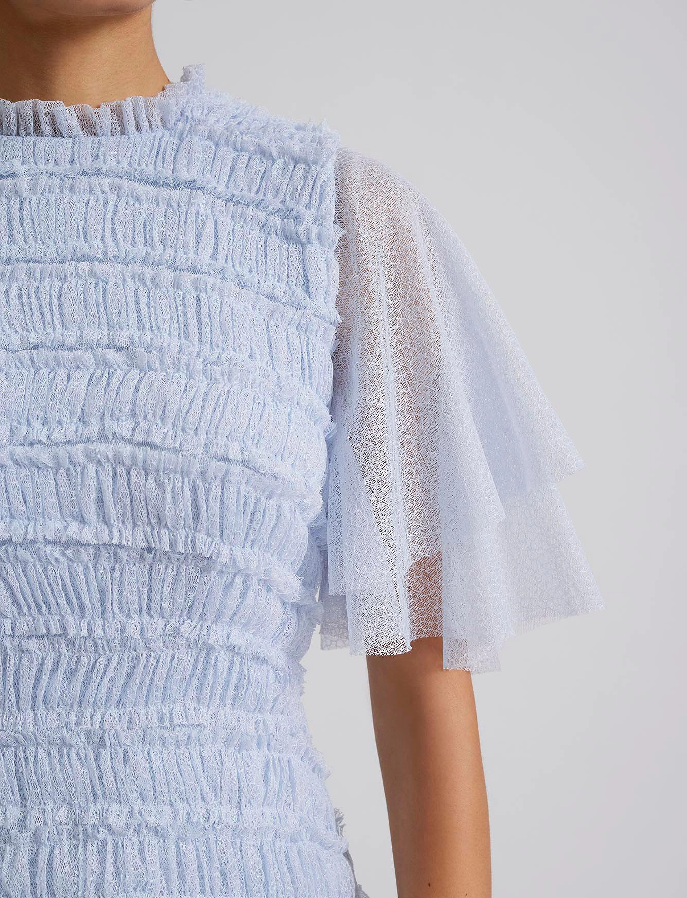Malina - Minnie short sleeve lace mini dress - light blue - 5