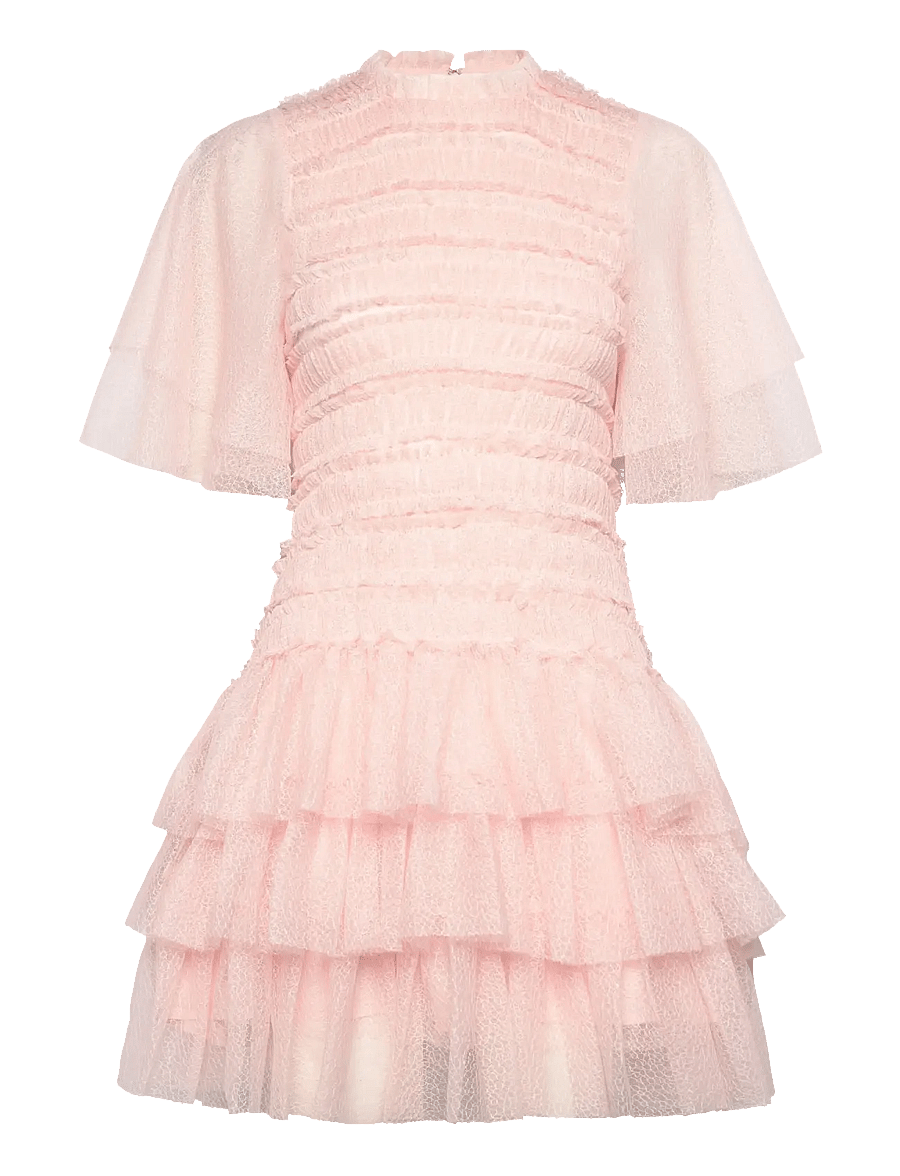 Malina - Minnie short sleeve lace mini dress - sommerkjoler - pale pink - 1
