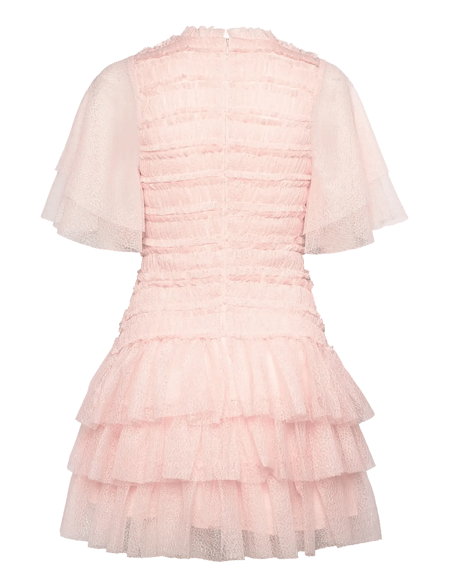 Malina - Minnie short sleeve lace mini dress - sommerkjoler - pale pink - 2