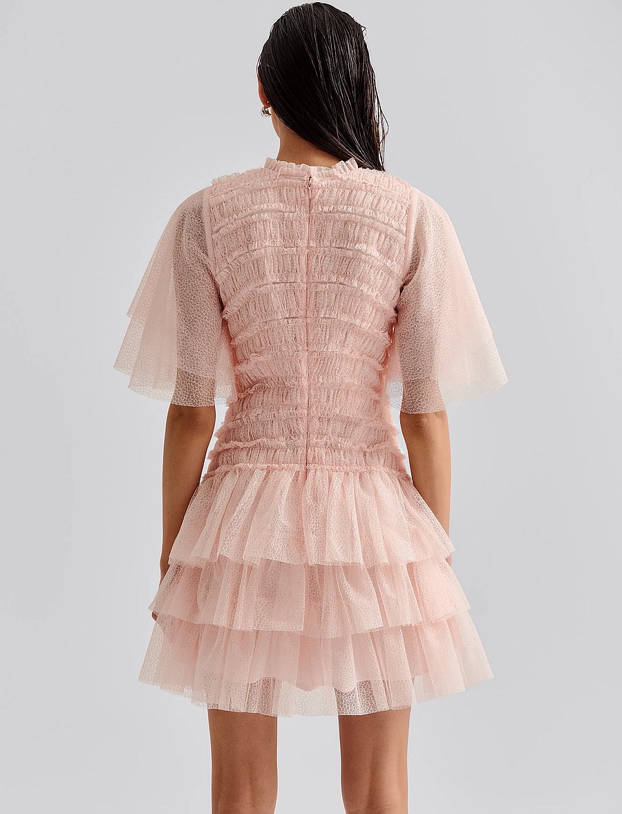 Malina - Minnie short sleeve lace mini dress - sommerkjoler - pale pink - 3
