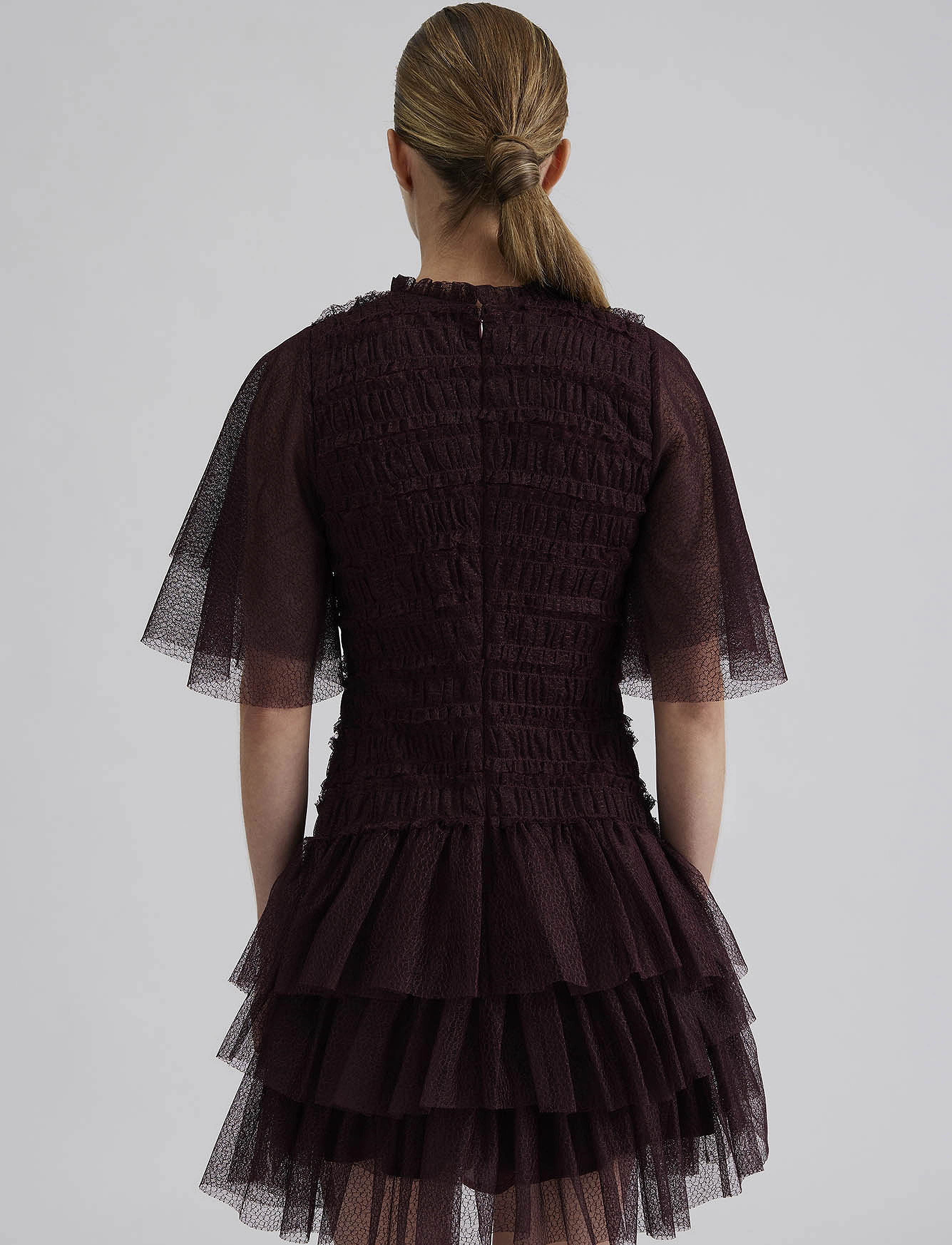 Malina - Minnie short sleeve lace mini dress - purple - 5