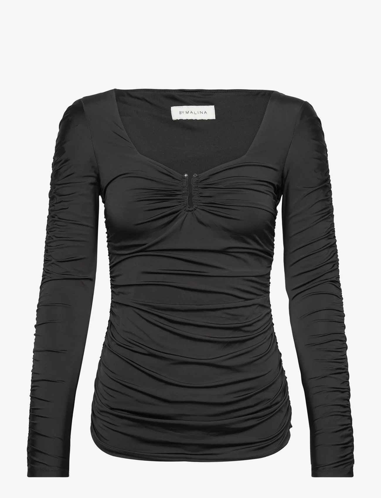 Malina - Elle heart shaped jersey top - långärmade toppar - black - 0