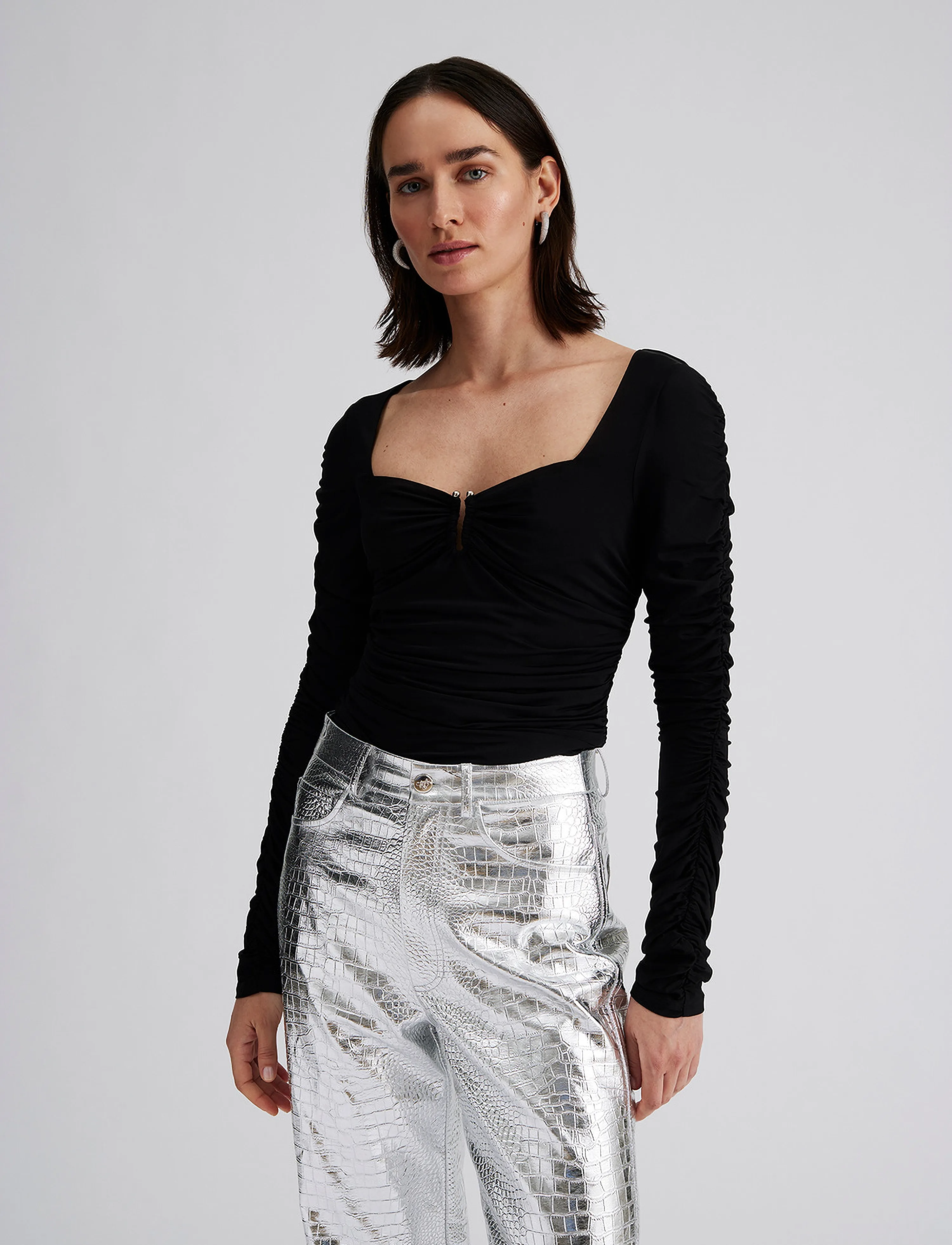 Malina - Elle heart shaped jersey top - black - 3