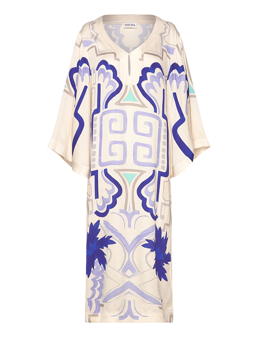 Malina - Manon printed satin kaftan dress - mosaic - 1