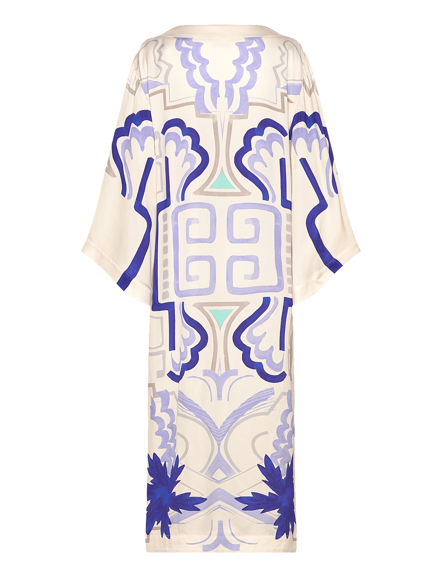 Malina - Manon printed satin kaftan dress - mosaic - 2